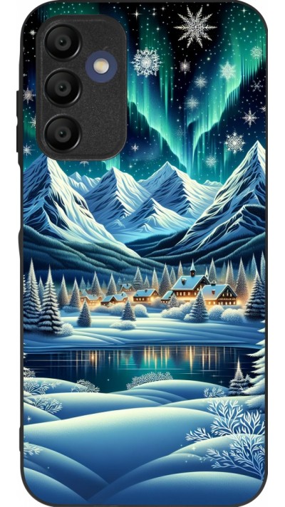 Coque Samsung Galaxy A15 - Silicone rigide noir Snowy Mountain Village Lake night