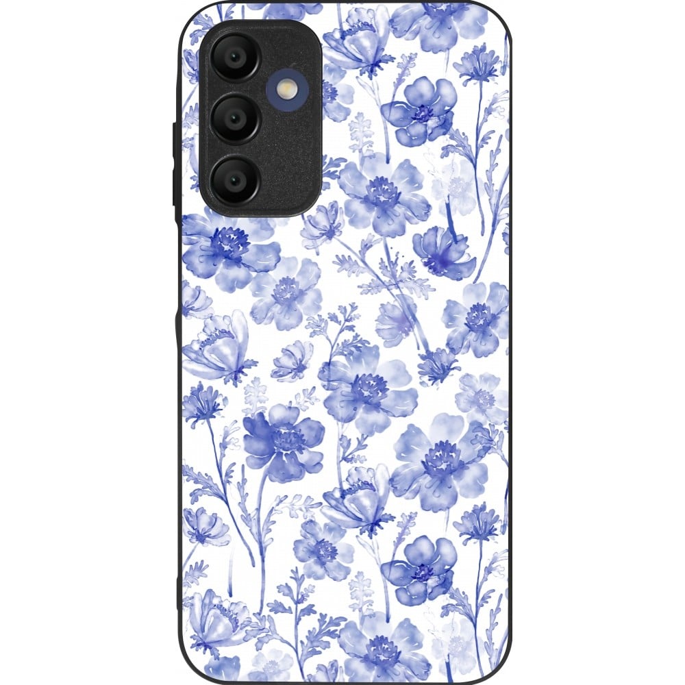 Coque Samsung Galaxy A15 - Silicone rigide noir Spring 23 watercolor blue flowers