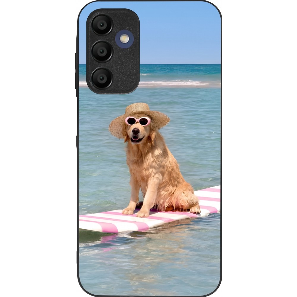 Coque Samsung Galaxy A15 - Silicone rigide noir Summer Dog on Paddle