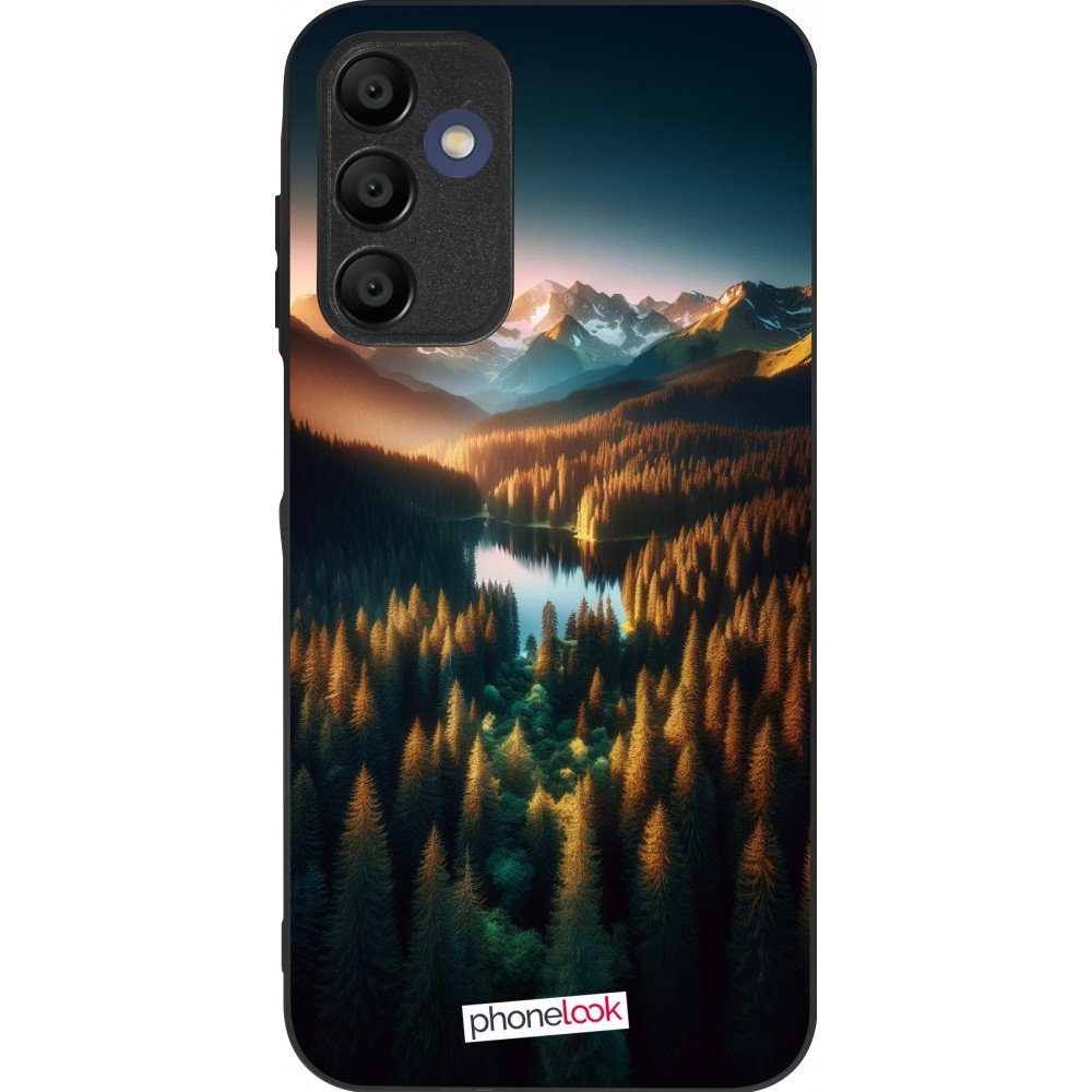 Coque Samsung Galaxy A15 - Silicone rigide noir Sunset Forest Lake