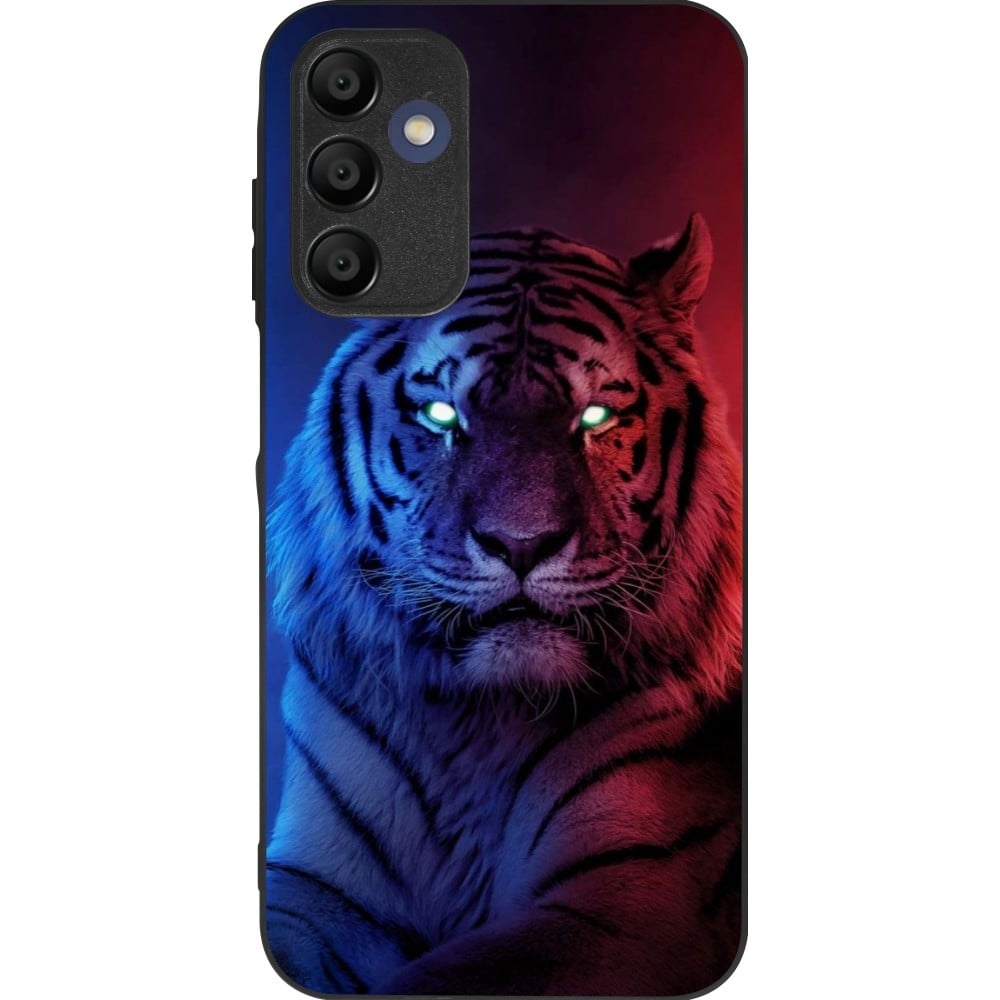 Coque Samsung Galaxy A15 - Silicone rigide noir Tiger Blue Red