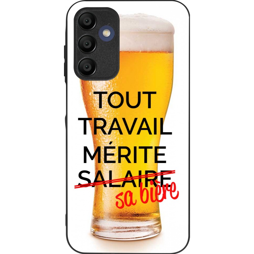 Coque Samsung Galaxy A15 - Silicone rigide noir Tout travail mérite sa bière