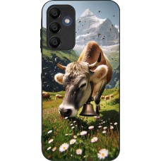 Coque Samsung Galaxy A15 - Silicone rigide noir Vache montagne Valais