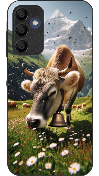 Coque Samsung Galaxy A15 - Silicone rigide noir Vache montagne Valais