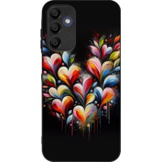 Coque Samsung Galaxy A15 - Silicone rigide noir Valentine 2024 Coeur Noir Abstrait