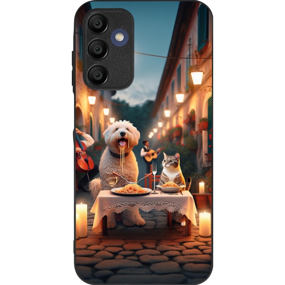 Coque Samsung Galaxy A15 - Silicone rigide noir Valentine 2024 Dog & Cat Candlelight