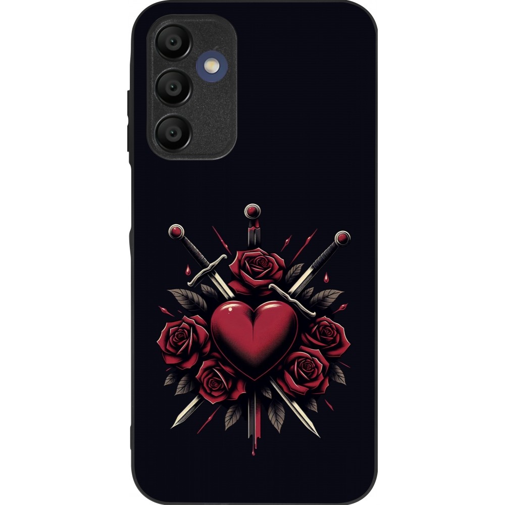 Coque Samsung Galaxy A15 - Silicone rigide noir Valentine 2024 gothic love