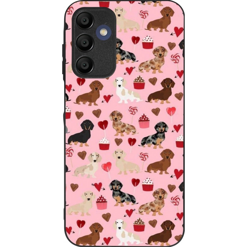 Coque Samsung Galaxy A15 - Silicone rigide noir Valentine 2024 puppy love