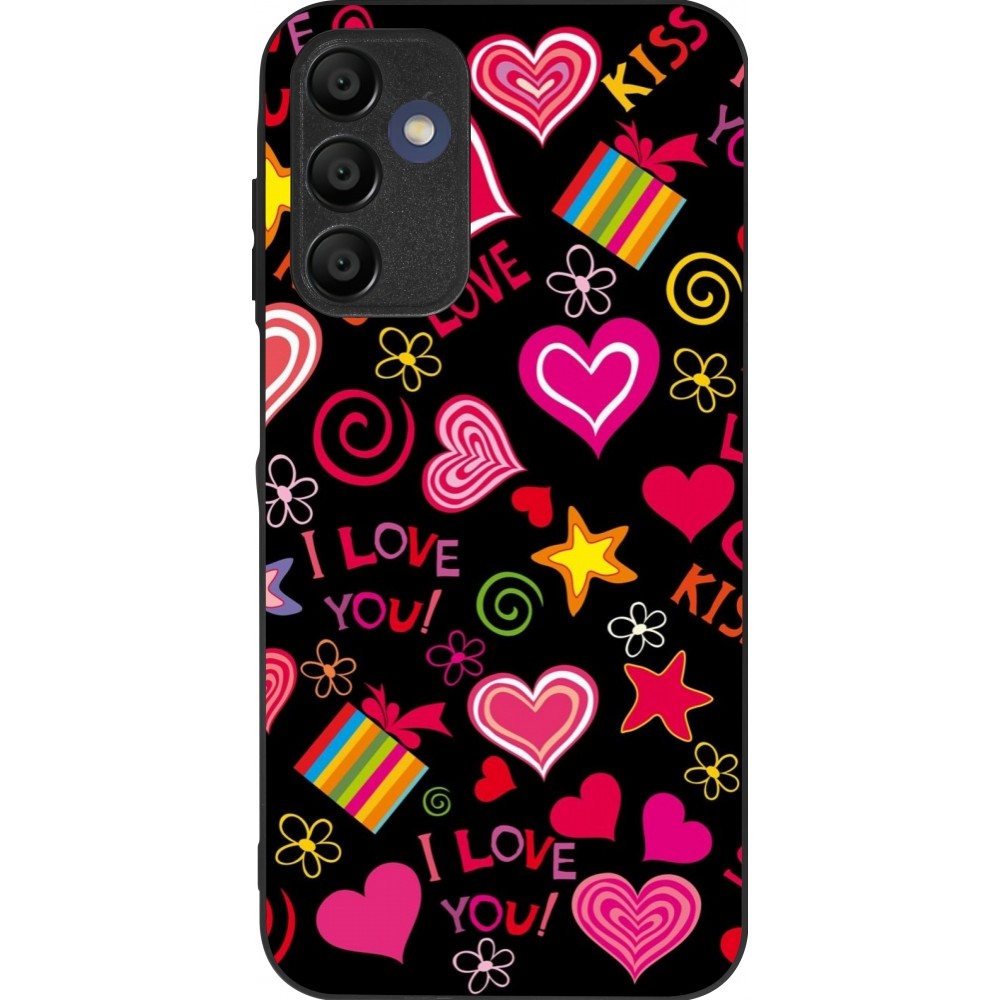 Coque Samsung Galaxy A15 - Silicone rigide noir Valentine 2023 love symbols