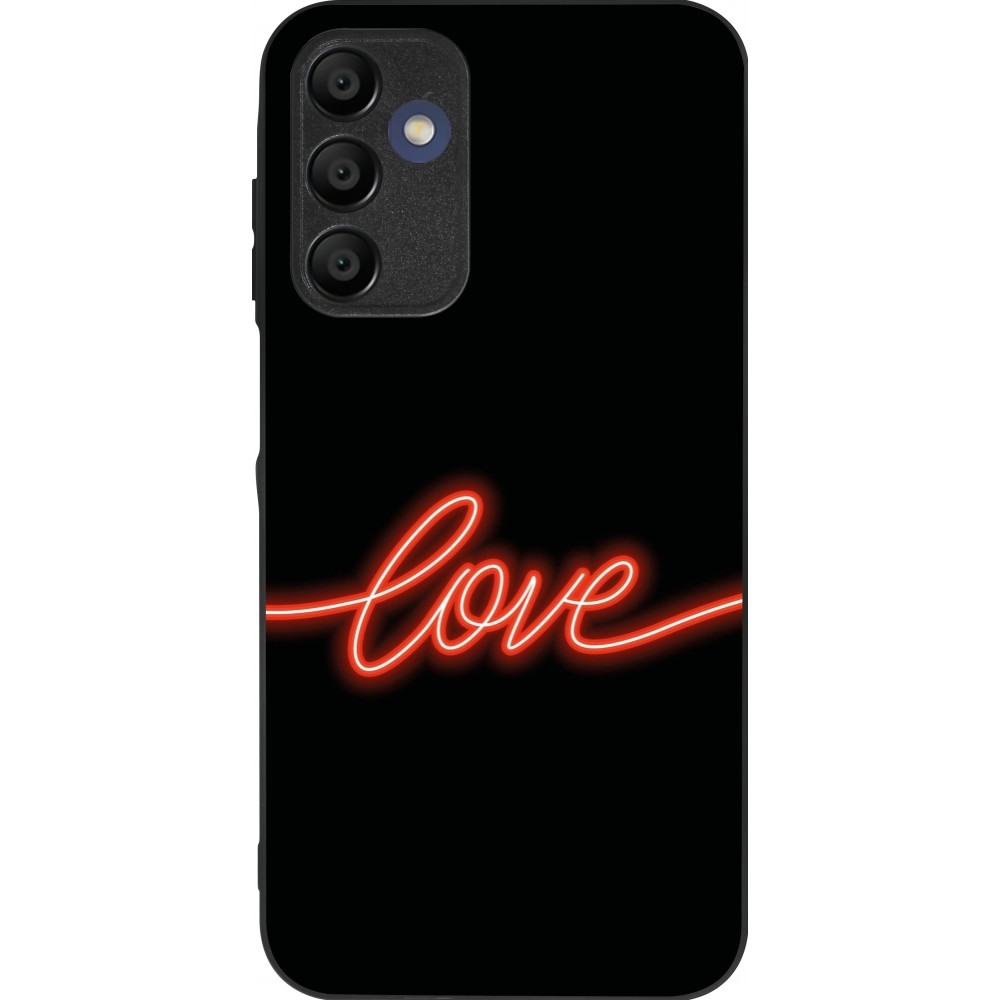 Coque Samsung Galaxy A15 - Silicone rigide noir Valentine 2023 neon love