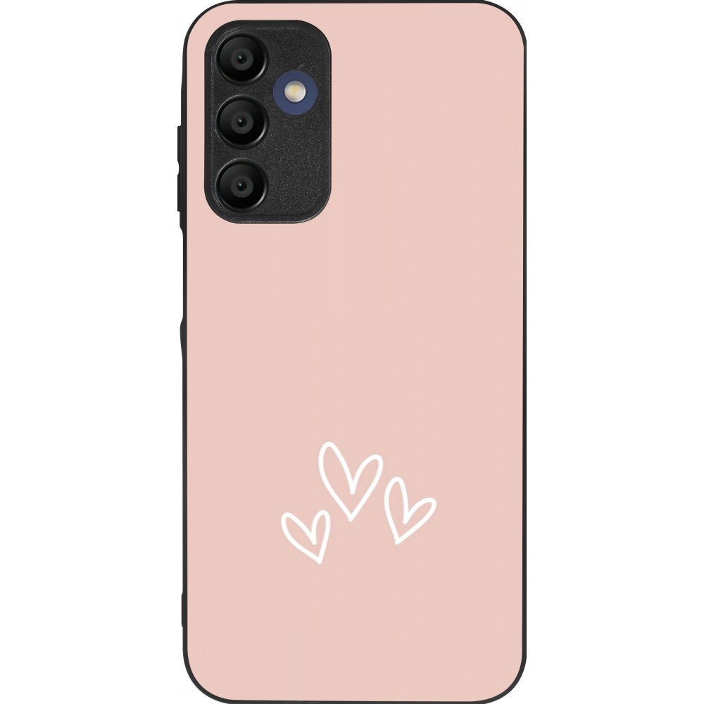 Coque Samsung Galaxy A15 - Silicone rigide noir Valentine 2023 three minimalist hearts