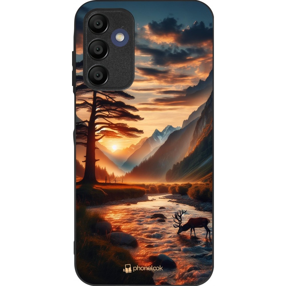 Coque Samsung Galaxy A15 - Silicone rigide noir Valley Sunset Deer Tree