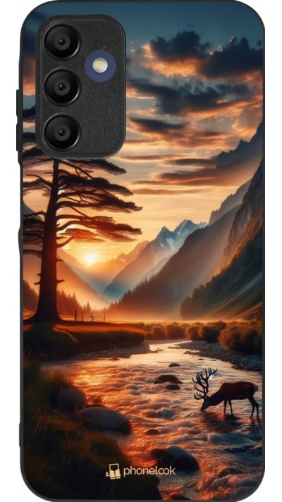 Coque Samsung Galaxy A15 - Silicone rigide noir Valley Sunset Deer Tree