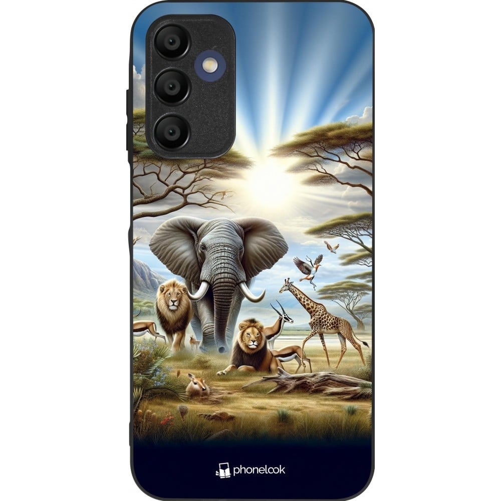 Coque Samsung Galaxy A15 - Silicone rigide noir Vie sauvage africaine