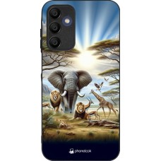 Coque Samsung Galaxy A15 - Silicone rigide noir Vie sauvage africaine