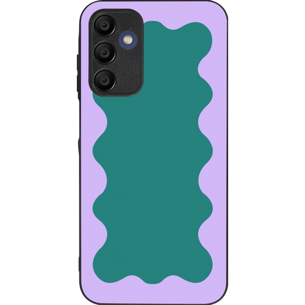 Coque Samsung Galaxy A15 - Silicone rigide noir Wavy Rectangle Green Purple