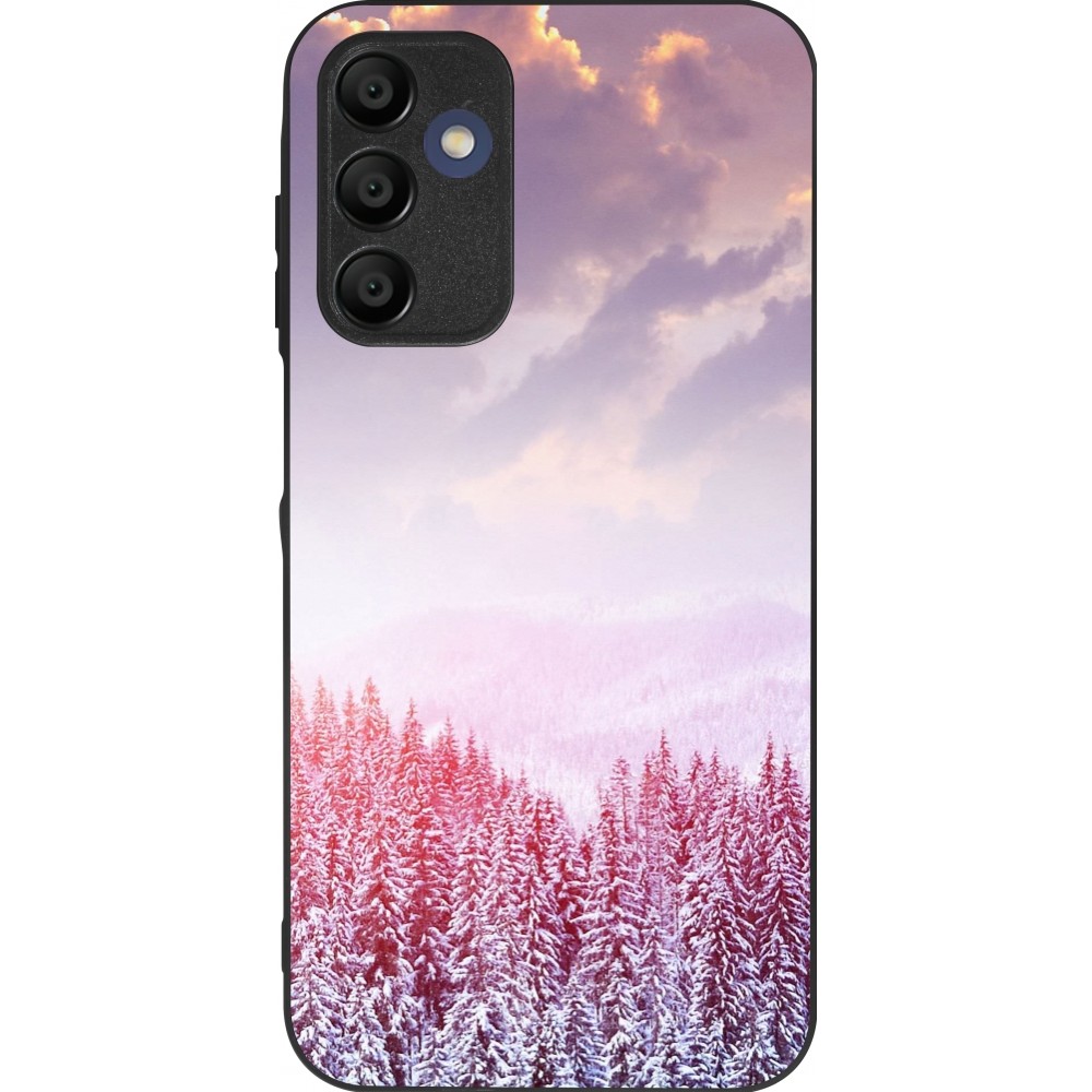 Coque Samsung Galaxy A15 - Silicone rigide noir Winter 22 Pink Forest