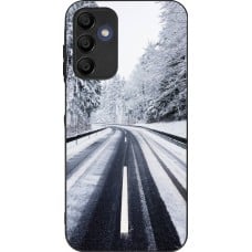 Coque Samsung Galaxy A15 - Silicone rigide noir Winter 22 Snowy Road