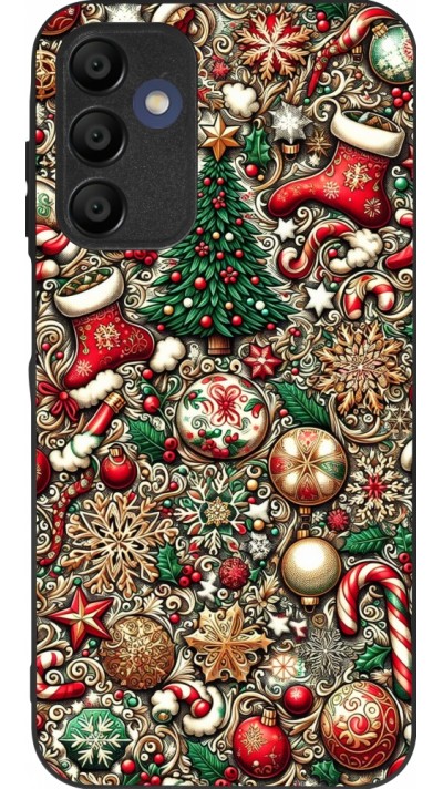 Coque Samsung Galaxy A15 - Silicone rigide noir Noël 2023 micro pattern