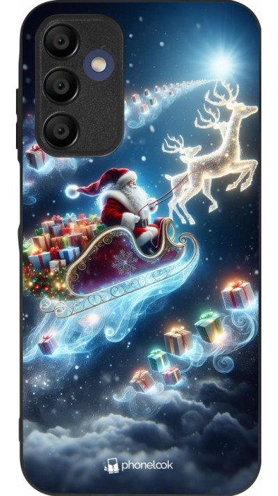 Coque Samsung Galaxy A15 - Silicone rigide noir Noël 2023 Père Noël enchanté