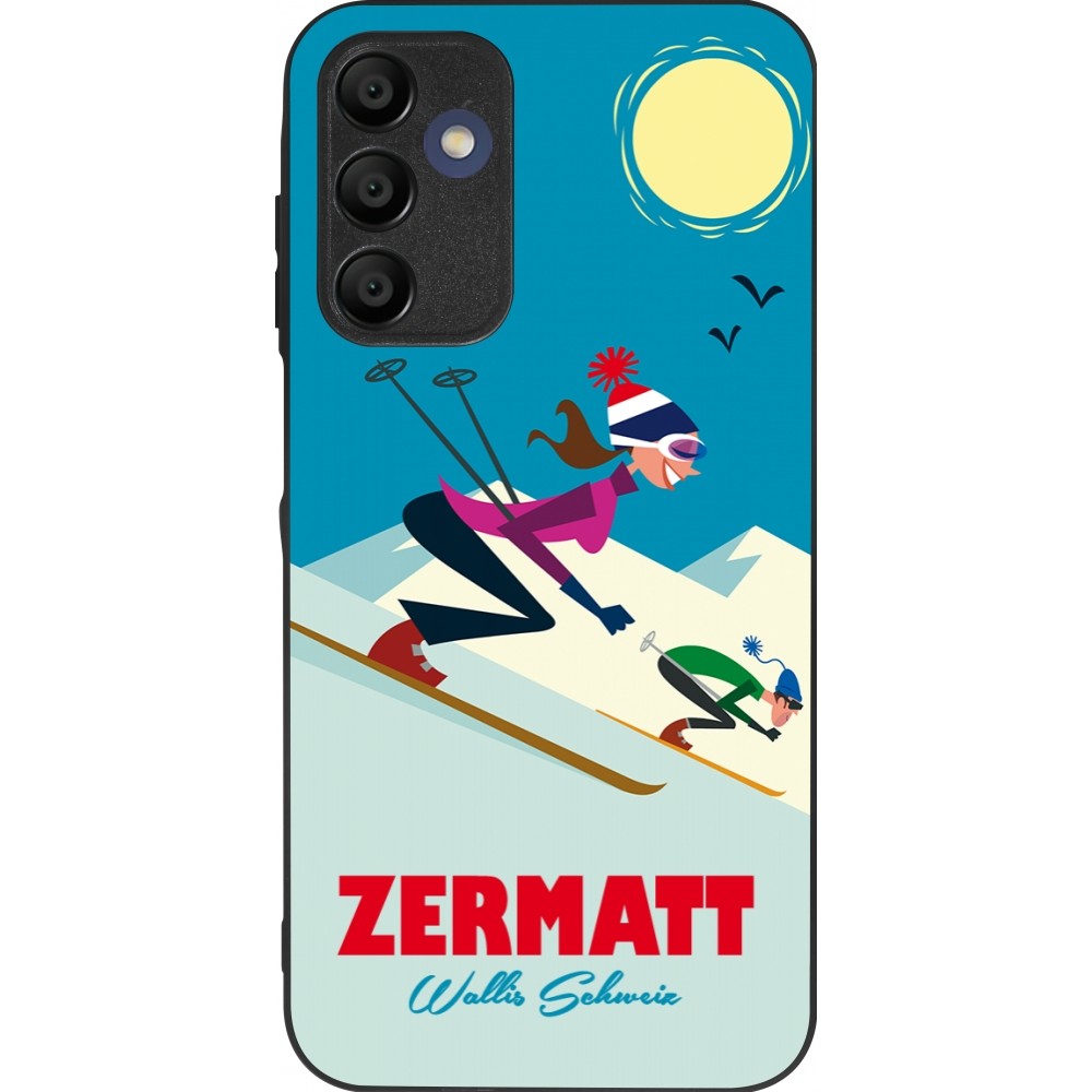 Coque Samsung Galaxy A15 - Silicone rigide noir Zermatt Ski Downhill