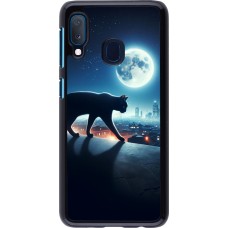 Coque Samsung Galaxy A20e - Chat noir sous la pleine lune