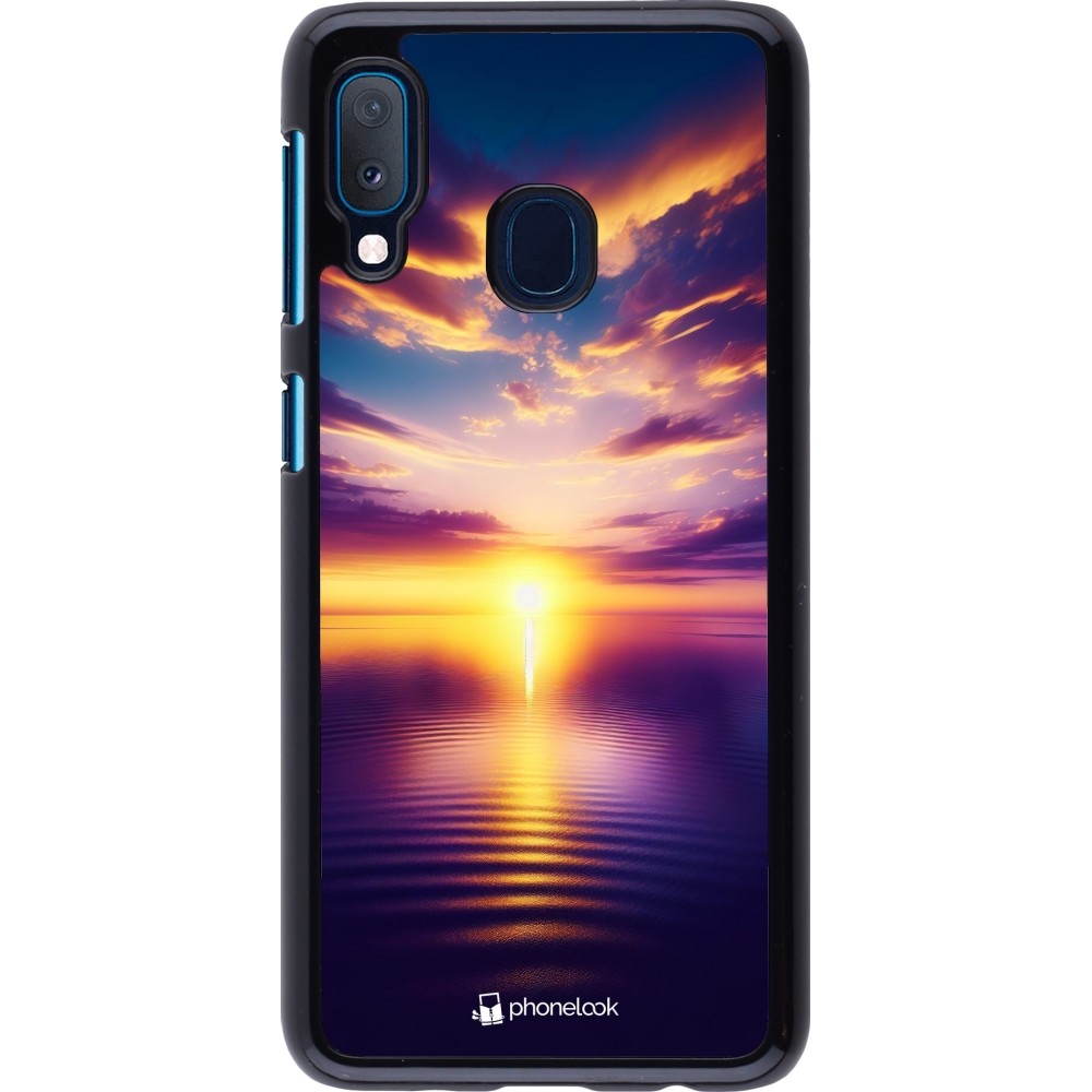 Coque Samsung Galaxy A20e - Coucher soleil jaune violet