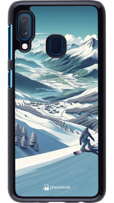 Coque Samsung Galaxy A20e - Snowboarder Montagne