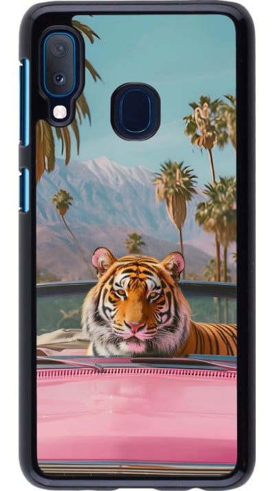 Coque Samsung Galaxy A20e - Tigre voiture rose