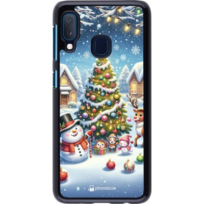 Coque Samsung Galaxy A20e - Noël 2023 bonhomme de neige et sapin