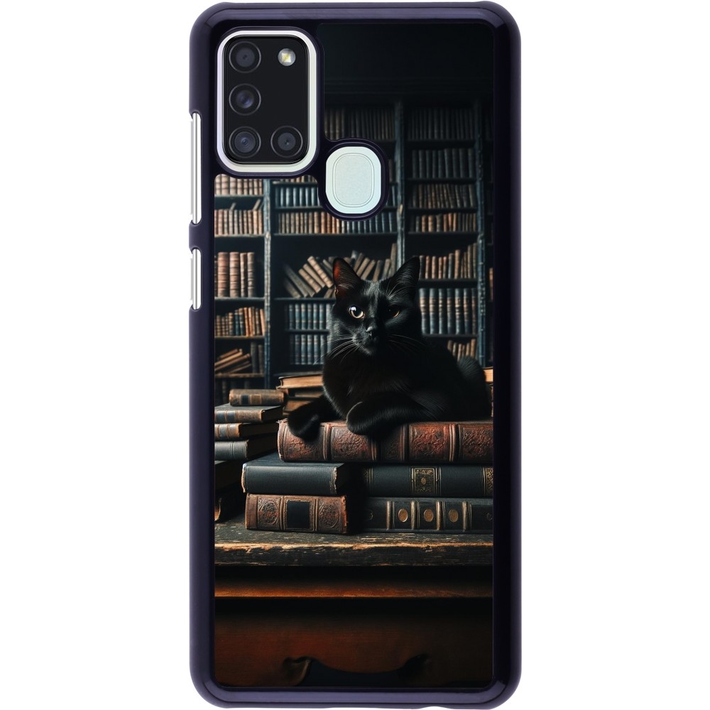 Coque Samsung Galaxy A21s - Chat livres sombres