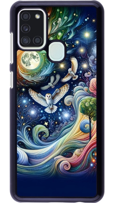 Coque Samsung Galaxy A21s - hibou volant floral