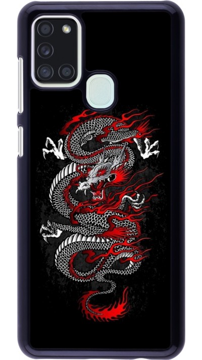 Coque Samsung Galaxy A21s - Japanese style Dragon Tattoo Red Black