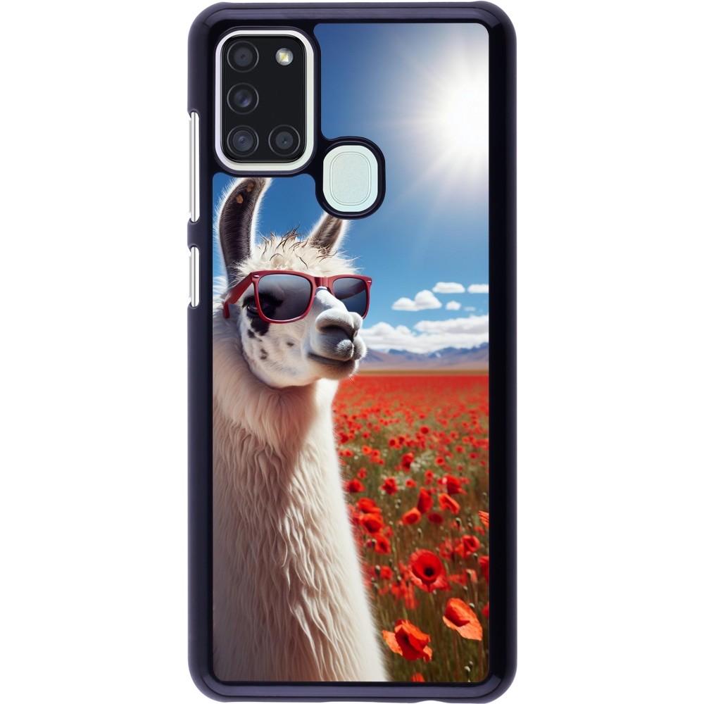 Coque Samsung Galaxy A21s - Lama Chic en Coquelicot