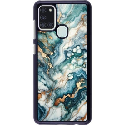 Coque Samsung Galaxy A21s - Marbre Vert Bleu Doré