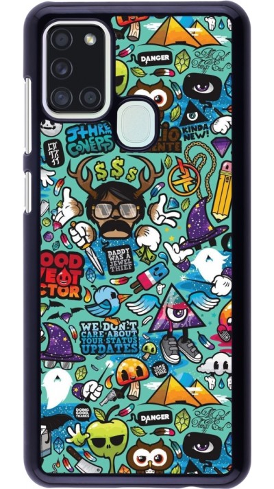 Coque Samsung Galaxy A21s - Mixed Cartoons Turquoise