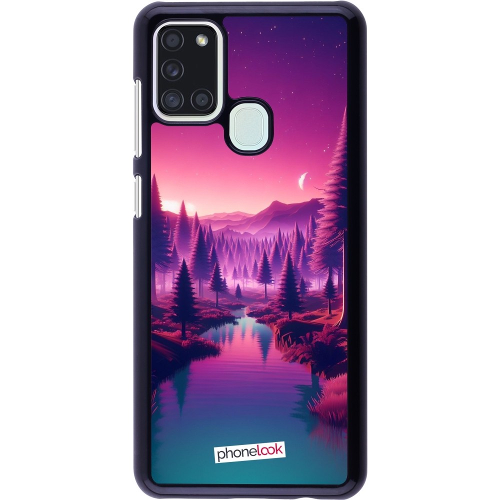 Coque Samsung Galaxy A21s - Paysage Violet-Rose