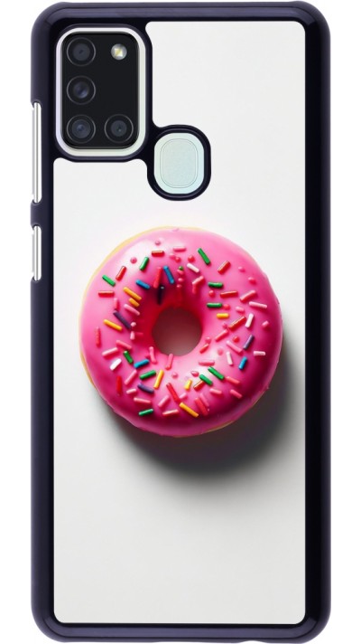 Samsung Galaxy A21s Case Hülle - Weisser Hintergrund, pinker Donut