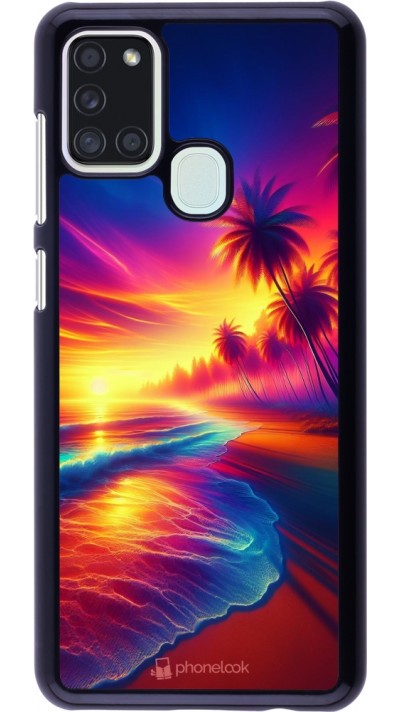 Coque Samsung Galaxy A21s - Plage coucher soleil flashy