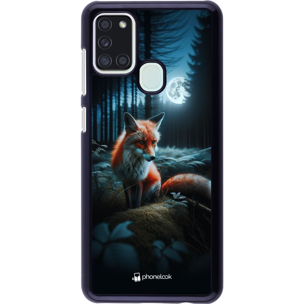 Coque Samsung Galaxy A21s - Renard lune forêt