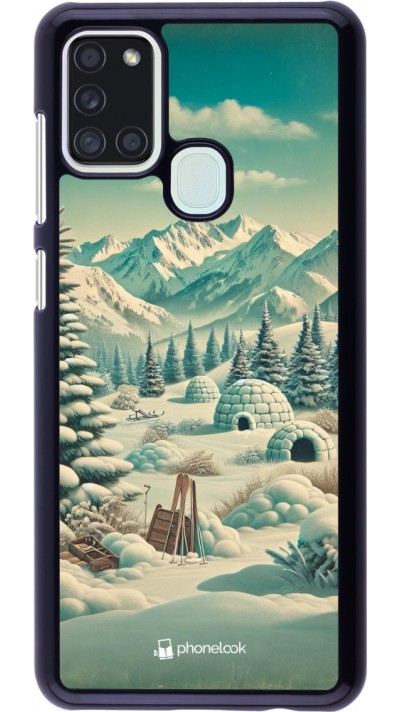 Coque Samsung Galaxy A21s - Vintage Snowy Mountain Igloo