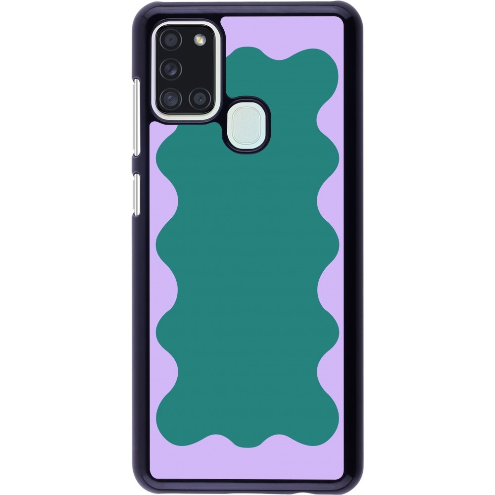 Coque Samsung Galaxy A21s - Wavy Rectangle Green Purple