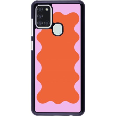 Coque Samsung Galaxy A21s - Wavy Rectangle Orange Pink