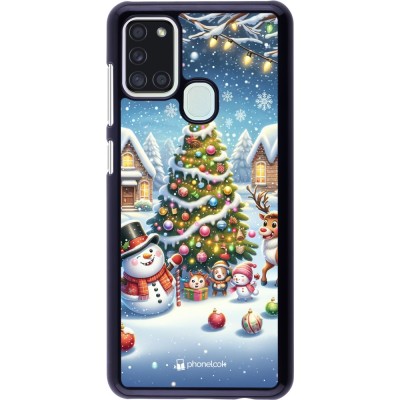 Coque Samsung Galaxy A21s - Noël 2023 bonhomme de neige et sapin