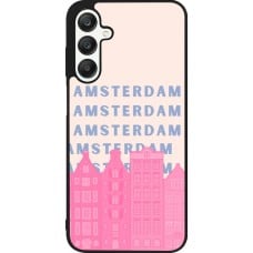 Coque Samsung Galaxy A25 - Silicone rigide noir Amsterdam Pink Print