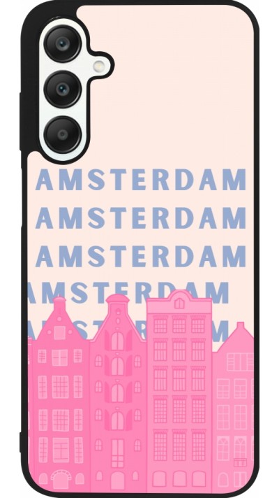 Coque Samsung Galaxy A25 - Silicone rigide noir Amsterdam Pink Print