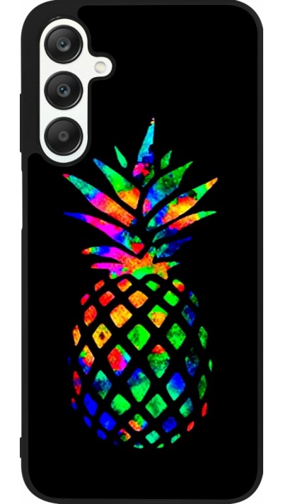 Coque Samsung Galaxy A25 - Silicone rigide noir Ananas Multi-colors