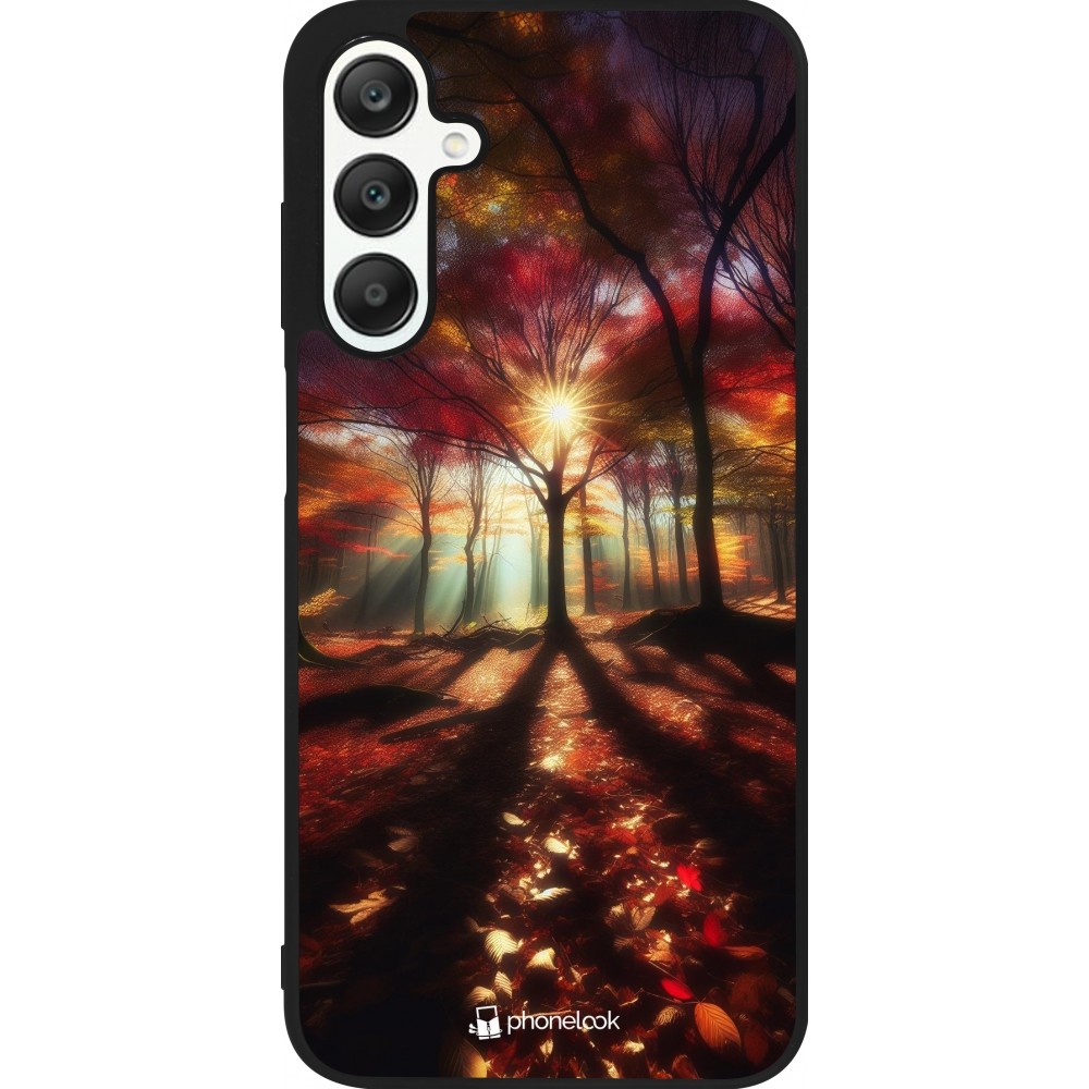 Coque Samsung Galaxy A25 - Silicone rigide noir Automne doré glare