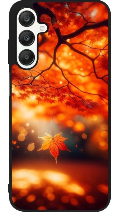 Coque Samsung Galaxy A25 - Silicone rigide noir Automne Magique Orange