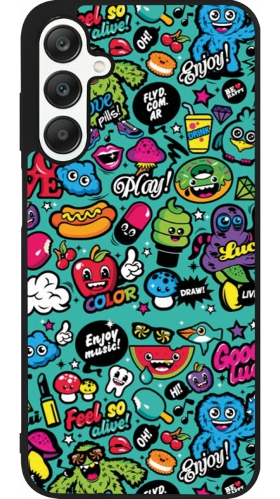 Coque Samsung Galaxy A25 - Silicone rigide noir Cartoons old school